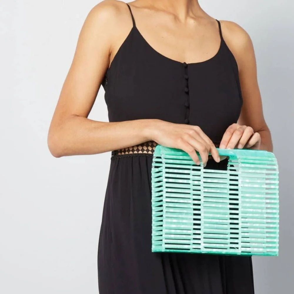 ModCloth Malibu Sky Full Transparency Clutch in Aqua NEW